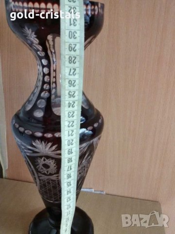 Голяма кристална ваза цветен червен кристал, снимка 4 - Антикварни и старинни предмети - 30952618