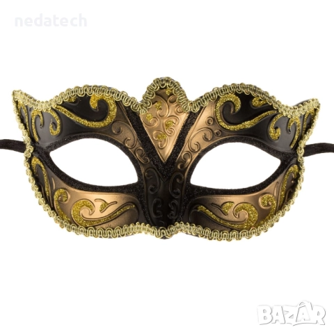 Дамска карнавална маска със златисти детайли
