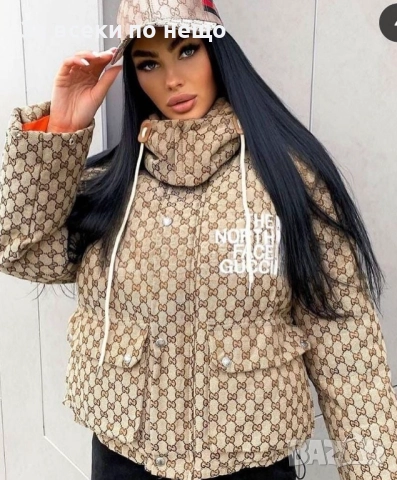 The North Face Gucci Дамско Бежово Зимно Яке Дъ Норт Фейс Гучи Код P1514, снимка 8 - Якета - 52339067