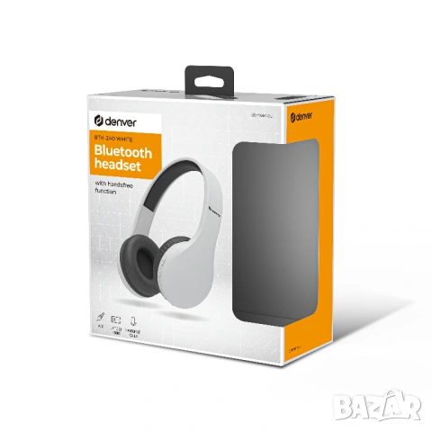 Безжични слушалки бели DENVER BLUETOOTH HEADSET BTH-240 WHITE