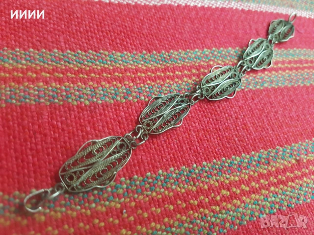 Сребърна гривна верижка филигран , снимка 2 - Антикварни и старинни предмети - 53244348