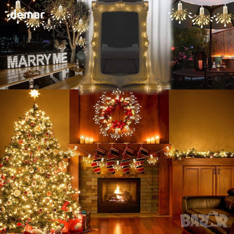 KINGCOO LED светлини фойерверк верижни за декорация с батерии и дистанционно управление, топло бяло , снимка 7 - Декорация за дома - 44533723