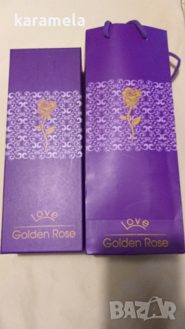 Златна роза със поставка, снимка 2 - Подаръци за жени - 44549261