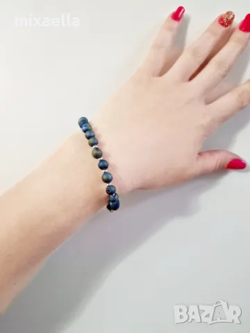 Гривна със сребърни елементи и естествени камъни , снимка 2 - Гривни - 50412652