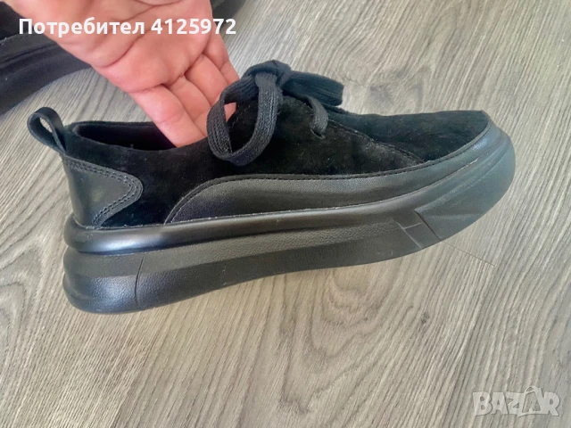 Спортно елегантни черни обувки/ маратонки, велур, размер 37,5, снимка 4 - Дамски ежедневни обувки - 50925500
