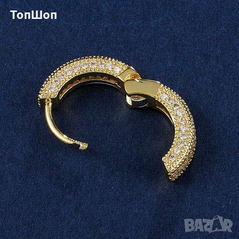 Bling Bling обеци халки с камъни Хип Хоп - 2 Модела, снимка 10 - Обеци - 31532225
