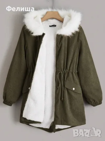 Красиво Ежедневно Топло Яке Парка с Качулка в Пастелно Зелен Цвят L Размер, снимка 2 - Якета - 50175321