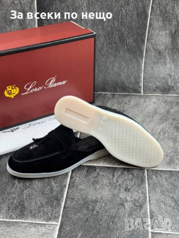 Loro Piana Дамски Черни Затворени Чехли Естествен Велур Лоро Пиана Код E640, снимка 4 - Чехли - 51002438