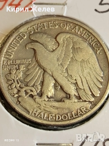 Сребърна монета 50 цента 1942г. Америка рядка за КОЛЕКЦИЯ 54382, снимка 3 - Нумизматика и бонистика - 53961327
