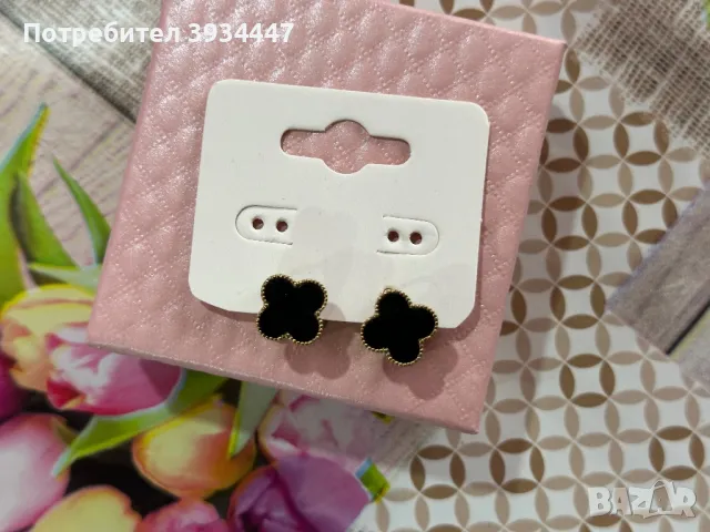 Стоманени двулицеви обеци във формата на детелини, снимка 2 - Обеци - 49816730