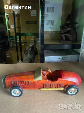 Винтидж състезателна кола от дърво, снимка 4 - Антикварни и старинни предмети - 51951893