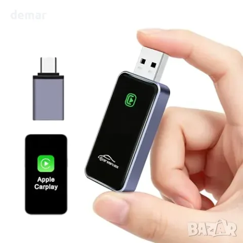 BUNUD Wireless CarPlay адаптер за iPhone (превръща Wired CarPlay в безжичен) с USB 3.0 и USB-C, снимка 2 - Друга електроника - 55829683
