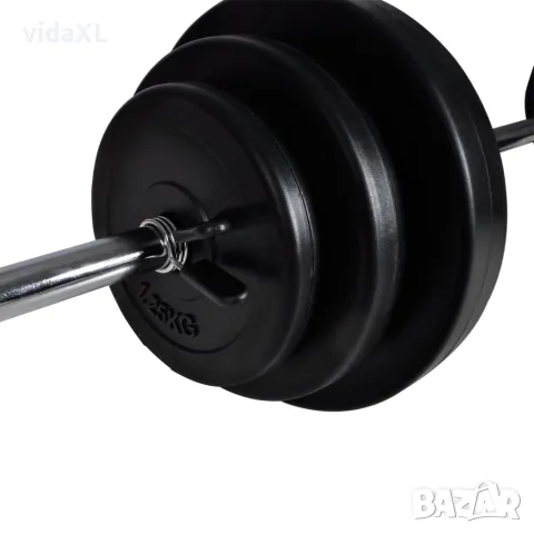 vidaXL Комплект лежанка със стойка за лост, щанга и дъмбели, 30,5 кг, снимка 6 - Спортна екипировка - 56146388