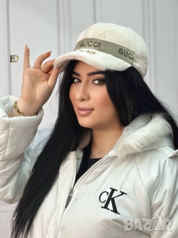 Пухена шапка с козирка gucci, снимка 6 - Шапки - 51427031