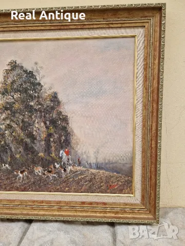 Много добра антикварна авторска майсторска картина масло върху платно , снимка 3 - Картини - 48143751