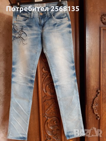 Дънки ELEVEN JEANS с Бродерия и Паети декорация НОВИ,избелени ефекти-уникален модел, снимка 8 - Дънки - 35603276