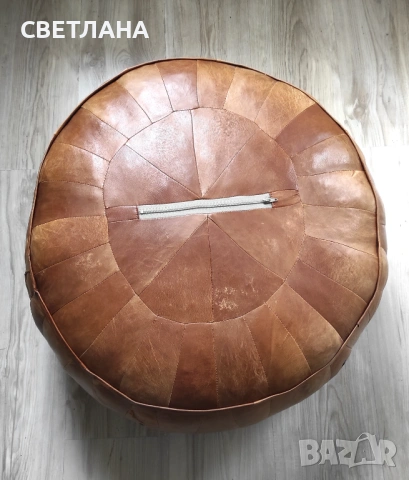 Кожен пуф,кожена табуретка, снимка 4 - Дивани и мека мебел - 54178562