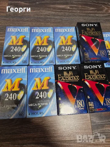 Продавам видео касетки чисто нови Sony E180, Maxell M240, снимка 2 - Декове - 56258079