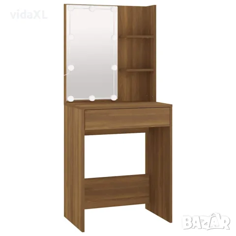 vidaXL Тоалетка с LED, кафяв дъб, 60x40x140 см, снимка 3 - Тоалетки - 56147909