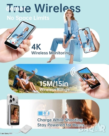 Компактен 4.0” огледален монитор за задната камера, за влог/селфи, бял, снимка 8 - Селфи стикове, аксесоари - 54026505