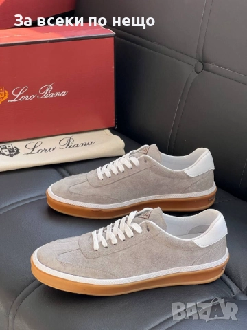 Loro Piana Мъжки Сиви Обувки С Връзки Естествена Кожа Лоро Пиана Код E796