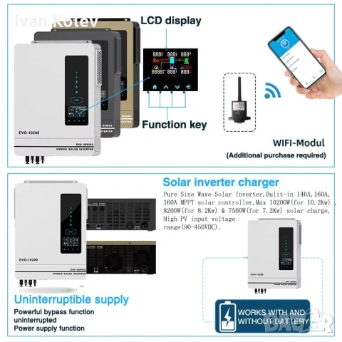 Хибриден Соларен Инвертор ANERN Модел AN-SCI-EVO-10200, Мощност 10.2kW (10200W), снимка 4 - Друга електроника - 54109936