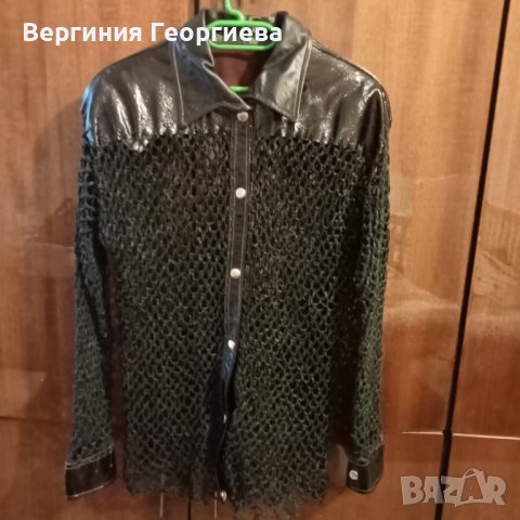 Бутикова риза от ръчно плетена кожа, снимка 2 - Ризи - 42531024