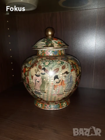 Satsuma Сатцума стара голяма ваза буркан порцелан печат, снимка 5 - Антикварни и старинни предмети - 51007323
