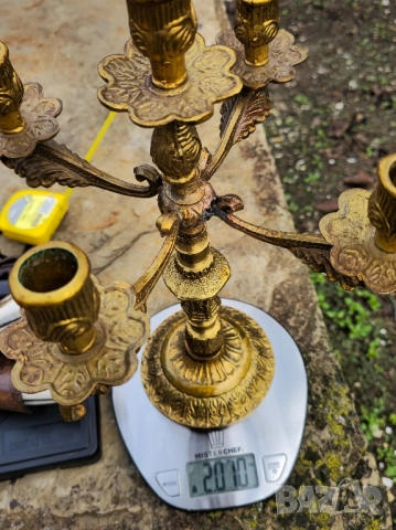 Масивен Бронзов Свещник Петица, снимка 9 - Декорация за дома - 52327276