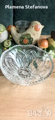 Кристална купа диамантена шлифовка , снимка 2 - Чинии - 49321544