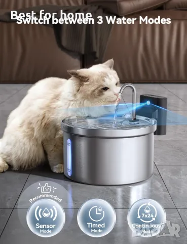 Безжичен фонтан за вода за котки, снимка 4 - Други - 49469196