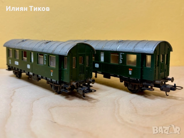 Два пътнически вагона Lima 1-ва и 2-ра класа администрация DB влак, влакче, локомотив