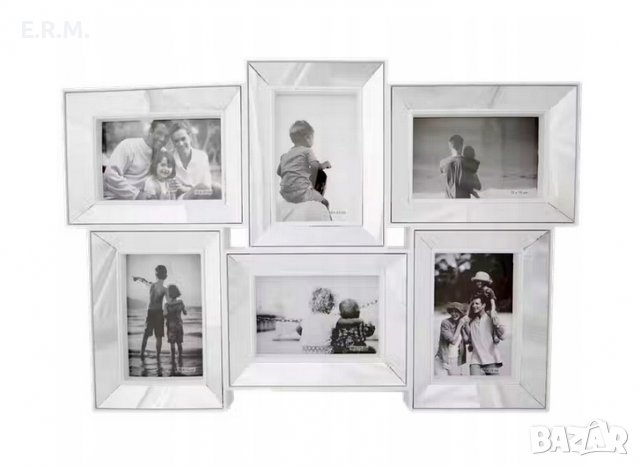 Огледална рамка за снимки за колаж в бяло и черно 6 бр. Снимки , снимка 2 - Декорация за дома - 40173024