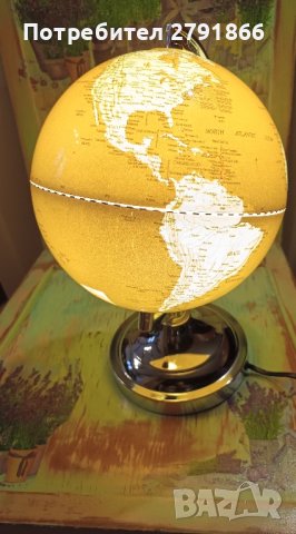 Винтидж глобус/ Глобус лампа, снимка 2 - Антикварни и старинни предмети - 44457957