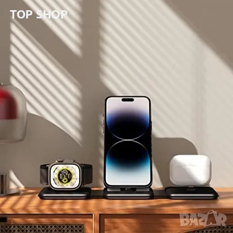 Ново 3 в 1 Сгъваемо зарядно станция за пътуване за Часовник Телефон Слушалки Айфон, снимка 3 - Аксесоари за Apple - 49450933