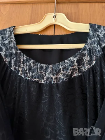 Елегатна Макси туника от дантела и пайети в черно! Размери 62, снимка 4 - Туники - 50243493