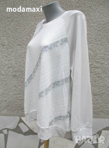 3XL Нова  блуза в бяло и сиво , снимка 4 - Блузи с дълъг ръкав и пуловери - 40629911