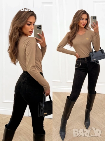 Дамска тениска с дълги ръкави и декоративен принт Burnice, 5цвята , снимка 5 - Тениски - 51792409