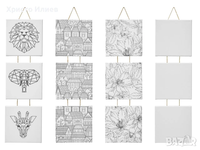 Платно за рисуване с различни мотиви 3бр