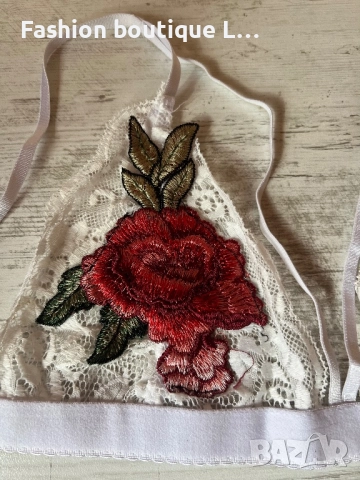 Ново бяло дантелено бюстие с бродирано цвете и регулиращи се презрамки S , M , L , XL размер 🤍🌹❤️, снимка 4 - Бельо - 52196979