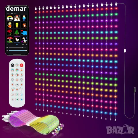 Интелигентни светлини за завеси SWAREY, променящи цвета LED светлини с приложение, дистанционно