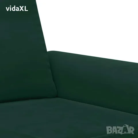 vidaXL Комплект дивани 3 части с възглавници, тъмнозелен, кадифе, снимка 7 - Дивани и мека мебел - 56146768