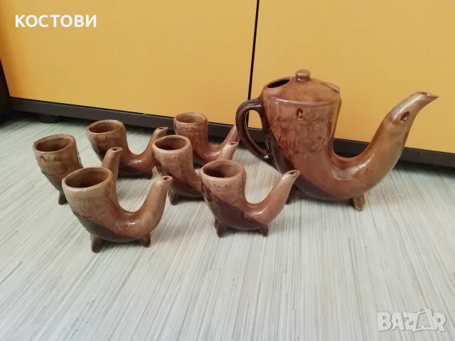 Керамичен сервиз за ракия или вино, снимка 2 - Сервизи - 56414554