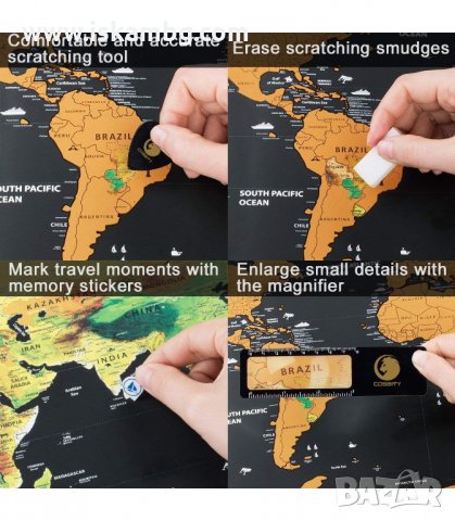 УНИКАЛЕН ПОДАРЪК ЗА ПЪТЕШЕСТВЕНИЦИ, СКРЕЧ КАРТА НА СВЕТА ДЕЛУКС - код ЧЕРЕН ТУБИС 1079, снимка 15 - Други - 34061315