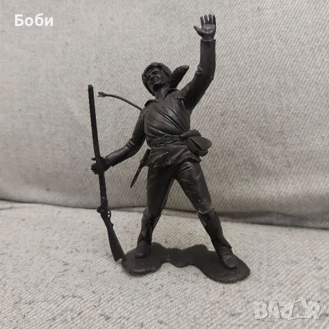 Стара Рядка Пластмасова Голяма Фигурка Каубой Трапер, снимка 2 - Колекции - 50239843