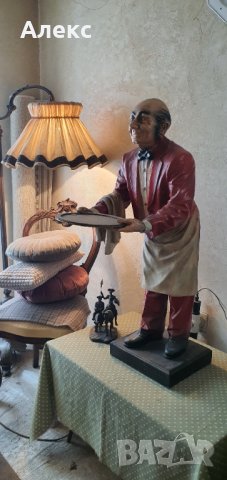 СТАРА огромна фигура, 1м –Сервитьор, Стареца БЪТЛЪР. Колекционерска!, снимка 4 - Антикварни и старинни предмети - 34907300