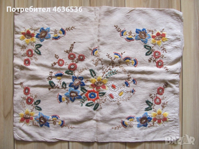 Винтидж ленена възглавница -ръчна бродерия, 58х45см., снимка 7 - Възглавници - 53255426