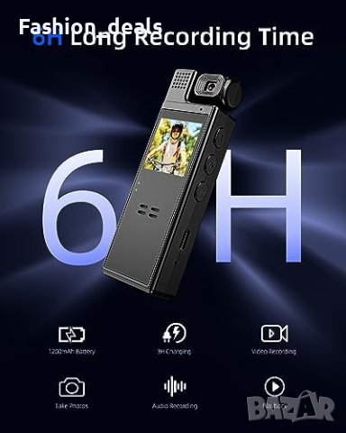 Нов 64G HYCENCY Камера за тяло 1080P Нощно Виждане 180° Ротация, снимка 5 - HD камери - 42826482