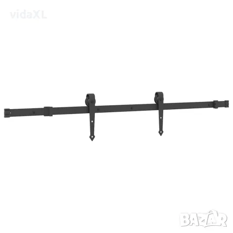 vidaXL Комплект механизъм за плъзгаща врата, 152,5 см, стомана, черен