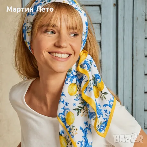 Летен шал с лимонен десен. Италиански ретро стил., снимка 9 - Шалове - 55848091